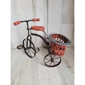 Doll accessory vintage bike basket tricycle metal home decor rustic